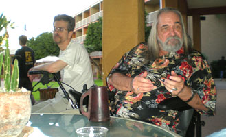 Steve Martindale and Adam Niswander on the patio